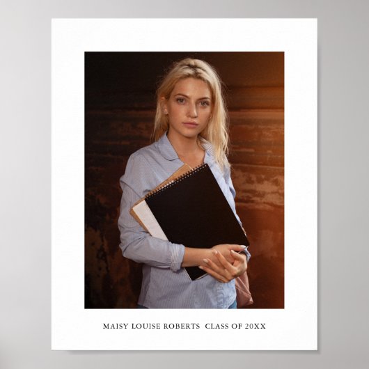 シンプルエレガント大学院写真と名前 ポスター (正面)