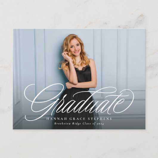 シンプルエレガント大学院写真卒業 ポストカード (正面)