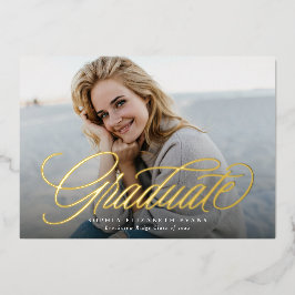 シンプルエレガント大学院写真卒業 箔招待状