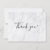 シンプルエレガント大理石スクリプト金ゴールドハート サンキューカード (正面)