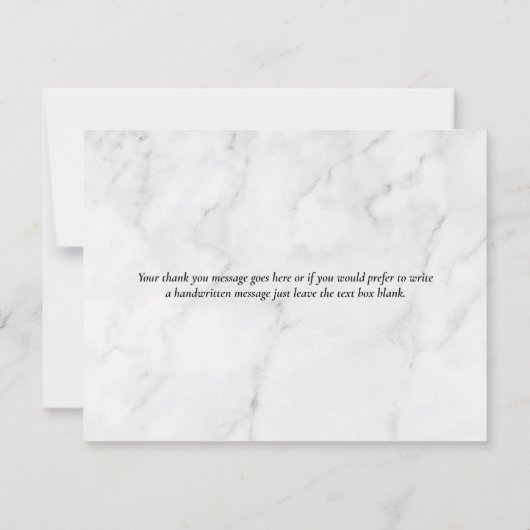 シンプルエレガント大理石スクリプト金ゴールドハート サンキューカード (裏面)