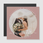 シンプルエレガント夫婦の写真結婚式 マグネット招待状 (正面/裏面)