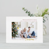 シンプルエレガント家族のクリスマス写真 箔シーズンカード (立ち正面)