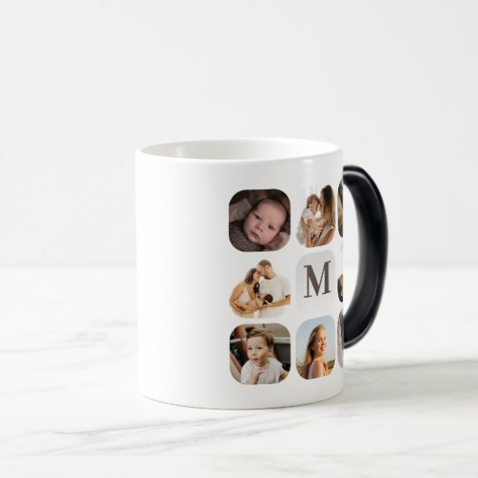 シンプルエレガント家族の写真グリッド甘い記念品 モーフィングマグカップ (正面右)