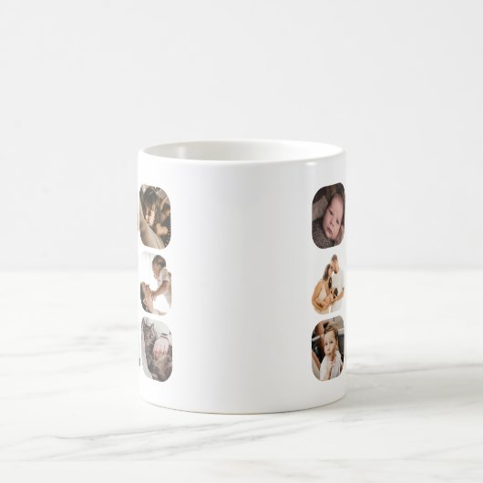 シンプルエレガント家族の写真グリッド甘い記念品 モーフィングマグカップ (中央)