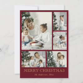 シンプルエレガント家族の写真コラージュ シーズンカード