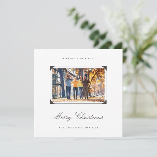 シンプルエレガント家族の写真メリークリスマス シーズンカード (スタンド正面)