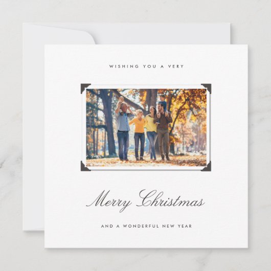 シンプルエレガント家族の写真メリークリスマス シーズンカード (正面)