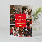 シンプルエレガント家族メリークリスマス2写真 箔シーズンカード (立ち正面)