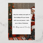 シンプルエレガント家族メリークリスマス2写真 箔シーズンカード (裏面)