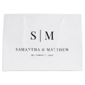 シンプルエレガント対イニシャル結婚のスポンサー ラージペーパーバッグ (正面)