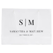 シンプルエレガント対イニシャル結婚のスポンサー ラージペーパーバッグ (裏面)