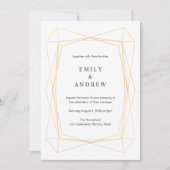 シンプルエレガント幾何金ゴールドフレ結婚ーム 招待状 (正面)