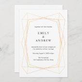 シンプルエレガント幾何金ゴールドフレ結婚ーム 招待状 (正面/裏面)