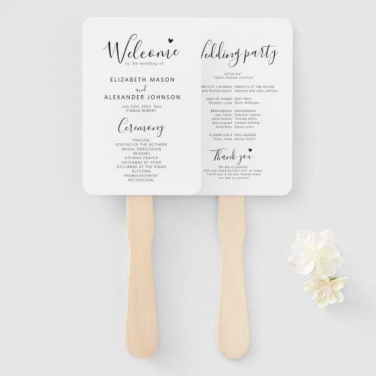 シンプルエレガント式プ結婚ログラム ハンドファン (正面&裏面)