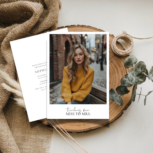 シンプルエレガント恋しく思ブライダルシャワー写真 招待状