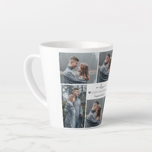 シンプルエレガント恋バレンタインのカップル写真 カフェラテマグ (左アングル)