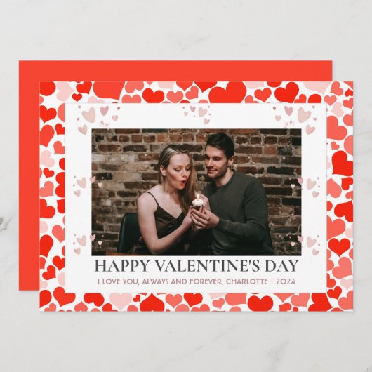 シンプルエレガント恋バレンタインのカップル写真 シーズンカード (正面/裏面)