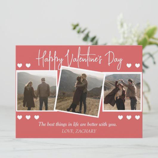 シンプルエレガント恋バレンタインのカップル写真 シーズンカード (スタンド正面)