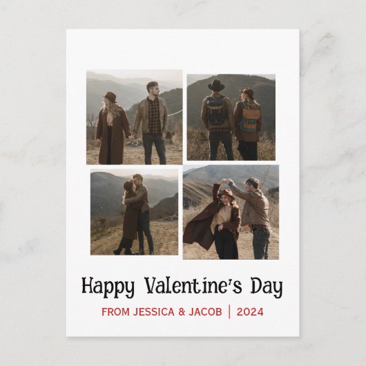 シンプルエレガント恋バレンタインのカップル写真 シーズンポストカード (正面)