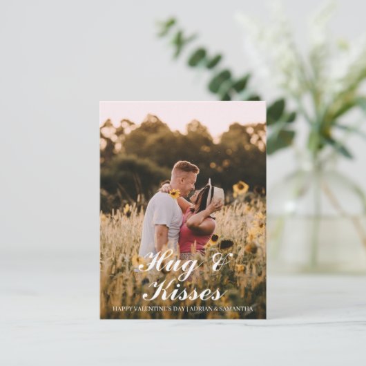 シンプルエレガント恋バレンタインのカップル写真 シーズンポストカード (スタンド正面)