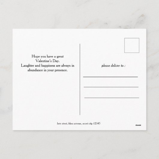 シンプルエレガント恋バレンタインのカップル写真 シーズンポストカード (裏面)