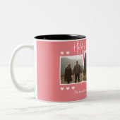 シンプルエレガント恋バレンタインのカップル写真 ツートーンマグカップ (左)