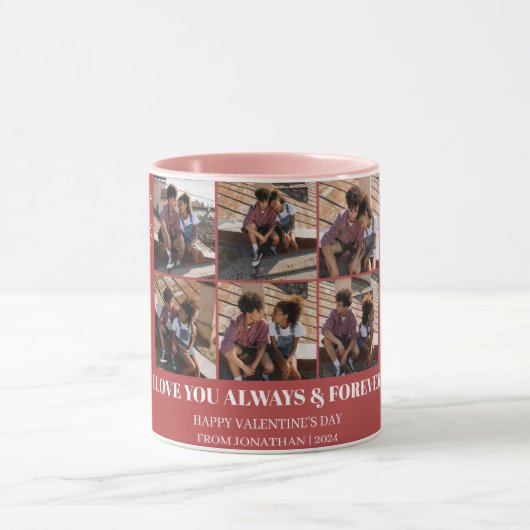 シンプルエレガント恋バレンタインのカップル写真 マグカップ (中央)