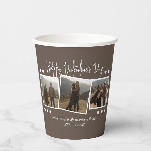 シンプルエレガント恋バレンタインのカップル写真 紙コップ (正面)