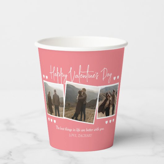 シンプルエレガント恋バレンタインのカップル写真 紙コップ (正面)
