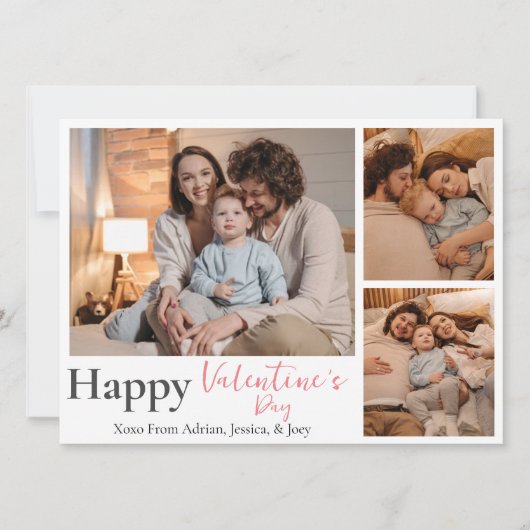 シンプルエレガント恋バレンタインのカップル3写真 シーズンカード (正面)