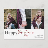 シンプルエレガント恋バレンタインのカップル3写真 シーズンポストカード (正面)