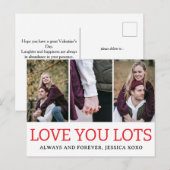 シンプルエレガント恋バレンタインのカップル3写真 シーズンポストカード (正面/裏面)