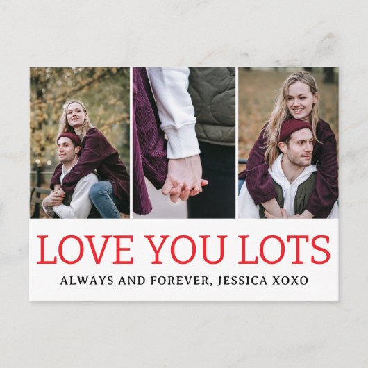 シンプルエレガント恋バレンタインのカップル3写真 シーズンポストカード (正面)