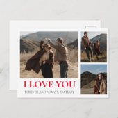 シンプルエレガント恋バレンタインのカップル3写真 シーズンポストカード (正面/裏面)