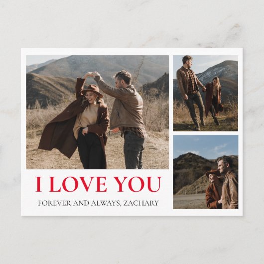 シンプルエレガント恋バレンタインのカップル3写真 シーズンポストカード (正面)