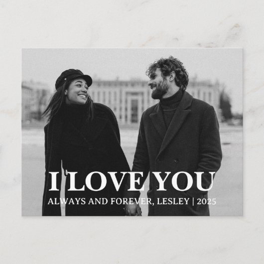 シンプルエレガント恋バレンタインのカップル3写真 シーズンポストカード (正面)