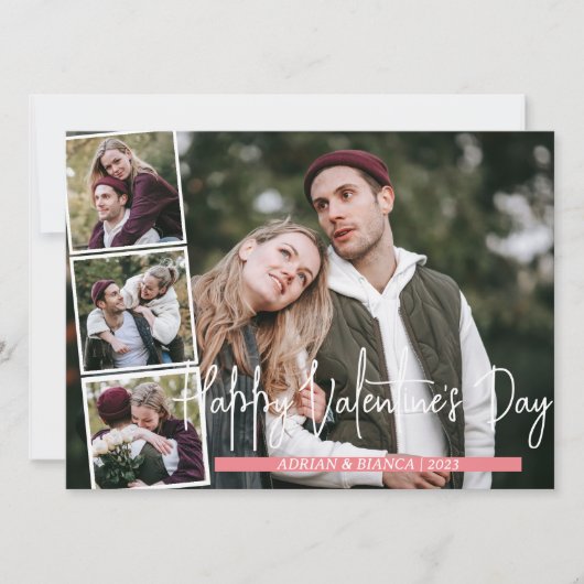シンプルエレガント恋バレンタインのカップル4枚の写真 シーズンカード (正面)