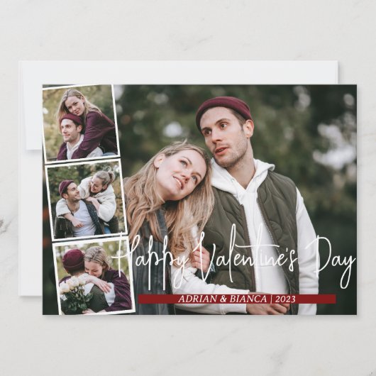シンプルエレガント恋バレンタインのカップル4枚の写真 シーズンカード (正面)