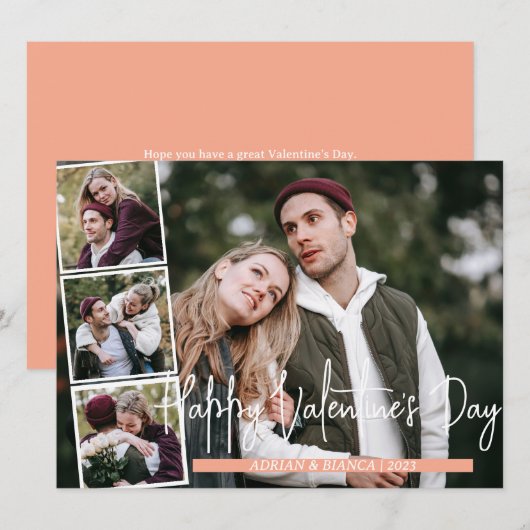 シンプルエレガント恋バレンタインのカップル4枚の写真 シーズンカード (正面/裏面)