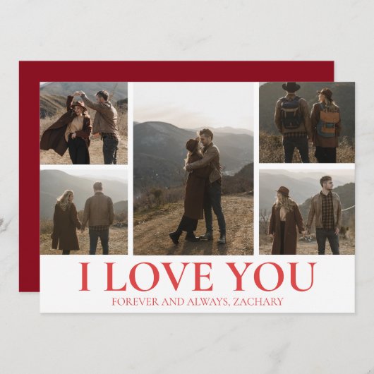 シンプルエレガント恋バレンタインのカップル5写真 シーズンカード (正面/裏面)