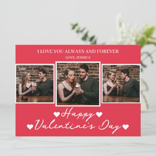 シンプルエレガント恋バレンタインデー夫婦の写真 シーズンカード (スタンド正面)