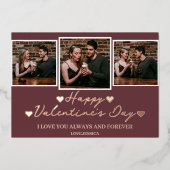シンプルエレガント恋バレンタインデー夫婦の写真 箔シーズンカード (正面)