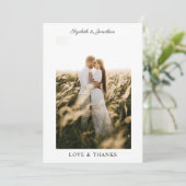 シンプルエレガント愛と感謝していの結婚写真 サンキューカード (スタンド正面)