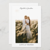 シンプルエレガント愛と感謝していの結婚写真 サンキューカード (正面/裏面)