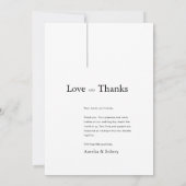 シンプルエレガント愛と感謝してい写真結婚の サンキューカード (裏面)