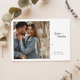 シンプルエレガント愛と感謝してい写真結婚の サンキューカード