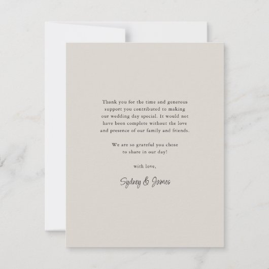 シンプルエレガント愛と感謝してい結婚の写真 サンキューカード (裏面)