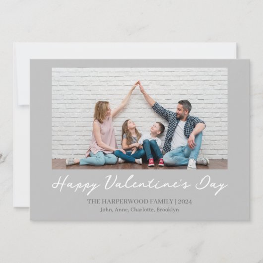 シンプルエレガント愛バレンタイン家族の写真 シーズンカード (正面)
