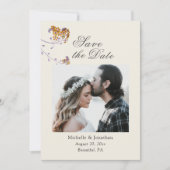 シンプルエレガント感動的フローラ写真結婚の セーブザデート (正面)